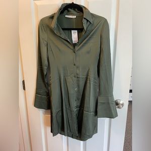 COPY - beautiful hunter green Abercrombie silky shirt dress